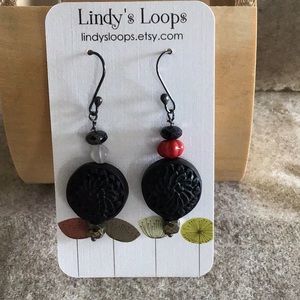 OOAK Handcrafted black cinnabar earrings